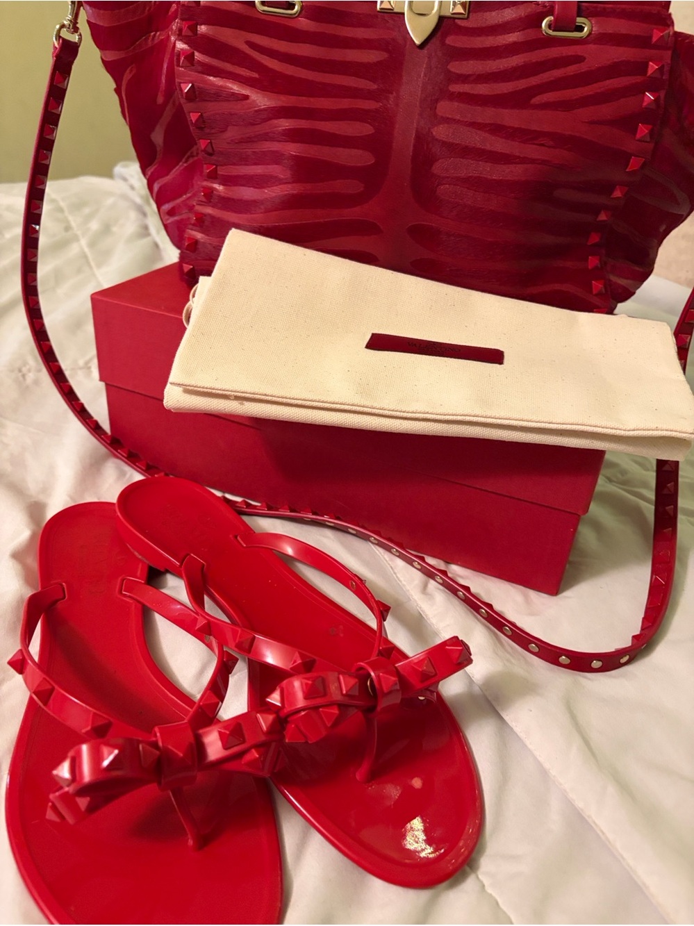 Rare Valentino Garavani Rosso Studded Thong Sandals